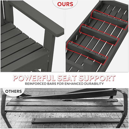 Costaelm Garden Bench, Farmhouse Park Front Porch for Entryway Bench Outdoor Seating Low Bench Patio Bench Outside/Indoor, Gray
