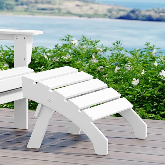 WestinTrends Dylan Outdoor Patio HDPE Adirondack Ottoman Footrest, White