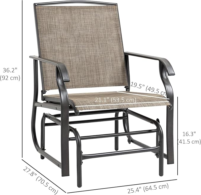 Outsunny 2 Piece Glider Set, Outdoor Swing Chairs, Patio Rocking Armchairs with Breathable Mesh Fabric - Photo 3