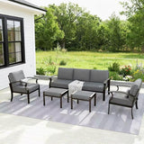 Gotland Aluminum Patio Furniture Set, Metal Outdoor Furniture with 2 Ottomans 5.1’’ High-Resilience Seat Cushions - Photo 1
