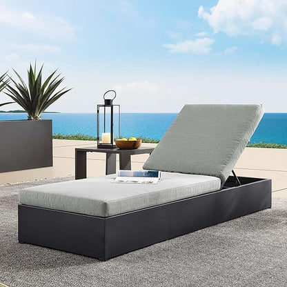 Modway Tahoe Aluminum Outdoor Chaise Lounge Gray with Weather-Resistant Cushions, Perfect Patio Sunbed or Recliner Chair for Pool Furniture