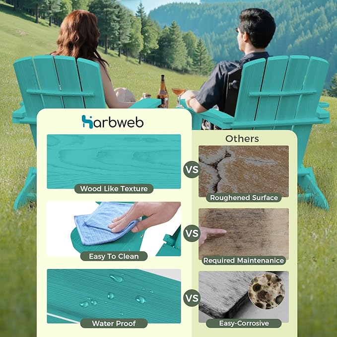 Folding Adirondack Chair Wood Texture 6 Pack, HDPE All-Weather Fire Pit Chairs - Photo 6