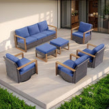 Rilyson Outdoor Ottoman Wicker Patio Footrest - 2 Piece Wicker Footrest Footstools Set with Sturdy Frame - Photo 7