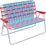 Camp & GO 16.5" High Seat Outdoor Double Wide Loveseat Web Folding Chair, Blue/Red - Photo 1