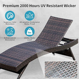 Adjustable Patio Chairs Lounge Chair, Set of 1 Chair PE Rattan Foldable Backrest Chaise Lounge with Detachable Cushion - Photo 4