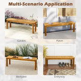 COSTWAY Outdoor Bench, Backless Acacia Wood Narrow Bench for Patio, Park, Garden & Front Porch (2, 52") - Photo 5