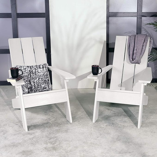 Highwood Italica Modern Adirondack Chairs, 2-Piece Set, White