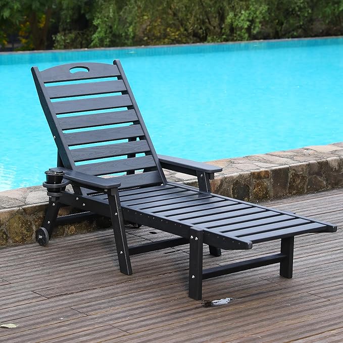 Outdoor Chaise Lounge Chair with Adjustable Backrest and Heavy-Duty Support for Ultimate Relaxation - Photo 2