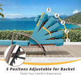 Outdoor Chaise Lounge Set of 2 Rattan Patio Folding Chaise Lounge Adjustable 5 Position Back Patio Pool Lounge Chair - Photo 4