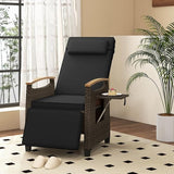 Tangkula Patio Wicker Recliner Chair, Rattan Lounge Chair w/Adjustable Backrest & Footrest, Flip Side Table - Photo 5