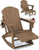 KINGYES Adirondack Rocking Chair with Retractable Ottoman and Cup Holders - Photo 1