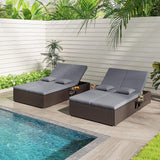 Tangkula Outdoor Rattan Daybed with 6-Level Adjustable Backrests - Photo 3