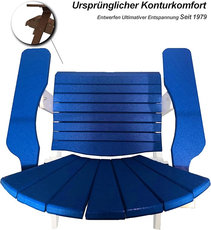 DuraWeather Poly® Classic King Size Folding Adirondack Chair (Pool Blue on White)