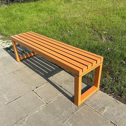 Outdoor Bench,Garden Bench,Stable Metal Legs,2 Seater Patio Benches 880lb Capacity,Park Furniture Seating for Backyard Balcony Lawn Front Porch(Orange,71 Inch)