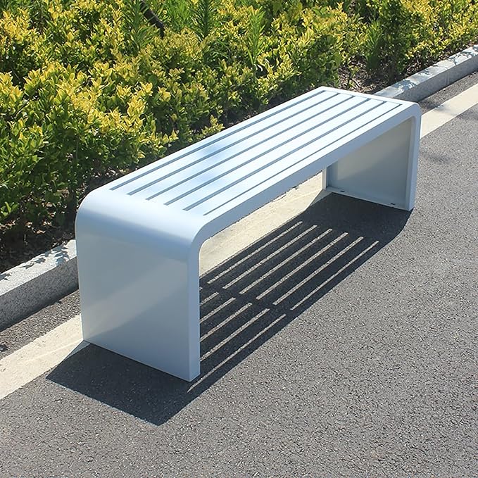Outdoor Patio Garden Bench, Metal Bench, All-Weather Outdoor Park Bench, for Garden, Porch, Park, Balcony, Outside, Load Capacity 660lbs(Color:White,Size:120cm/47in)