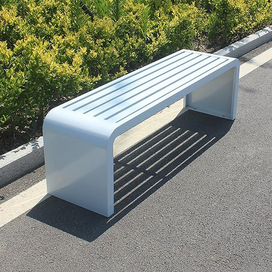 Outdoor Patio Garden Bench, Metal Bench, All-Weather Outdoor Park Bench, for Garden, Porch, Park, Balcony, Outside, Load Capacity 660lbs(Color:White,Size:180cm/70in)