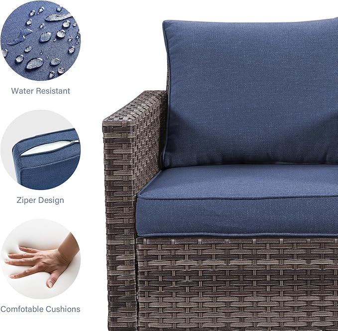 Rilyson Wicker Outdoor Patio Chairs Set - 3 Piece Rattan Patio Furniture Bistro Chairs Set with Waterproof Wicker - Photo 4