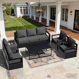 Outdoor Aluminum Furniture Set, 6-Piece Patio Conversation Set, 4 Chairs 1 Sofa and 1 Table, All-Weather Metal Frame - Photo 8