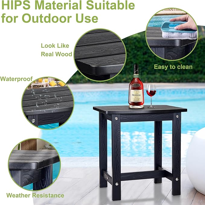 Y&M Outdoor Side Table, HIPS Adirondack Small Single Table, Waterproof Square Outside Table - Photo 5