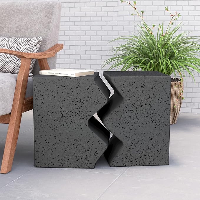 COSIEST Concrete Side Table, Set of 2 Rectangular Outdoor Side Tables, Decorative Garden Stools for Indoor Outdoor - Photo 8
