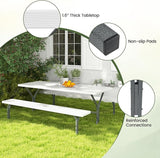 Giantex Picnic Table 6FT for 8 Person, Outdoor Table Set w/ 2 Benches, All-Weather HDPE Rectangular Tabletop - Photo 9