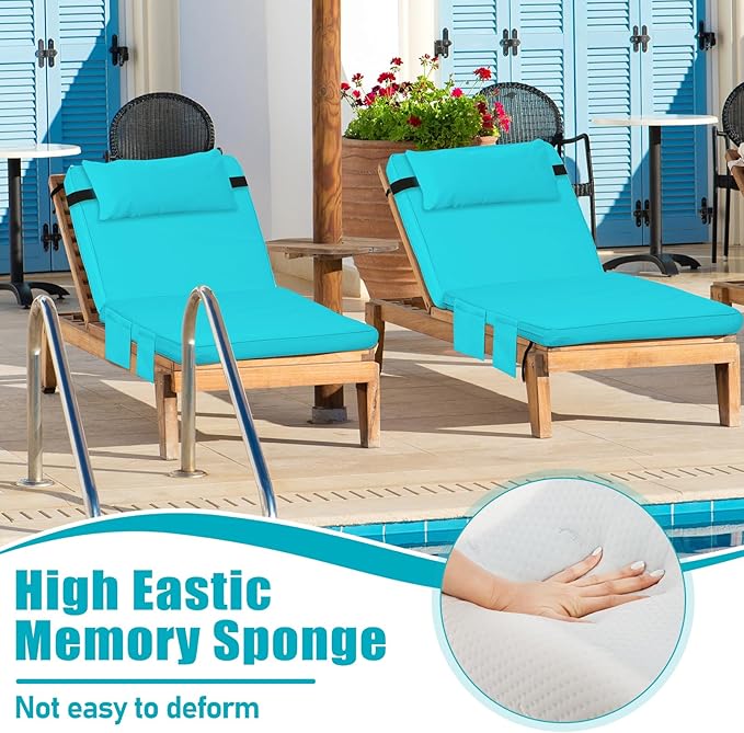 Tondiamo 2 Set Outdoor Chaise Lounge Cushions with Pillows and Storage - Photo 4