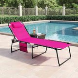 GYMAX Lounge Chairs for Outside, Extra High Folding Beach Tanning Lounger with 4-Level Adjustable Backrest - Photo 2