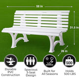 Plow & Hearth Weatherproof German PVC Outdoor Bench | 3-Seat | Holds Up to 500 lbs | Garden Patio Porch Park Deck - Photo 3