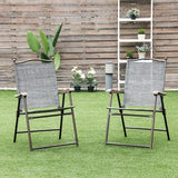 Giantex Set of 2 Patio Folding Chairs, Outdoor Patio Dining Chairs w/Armrest, Sling Back, Metal Frame - Photo 4