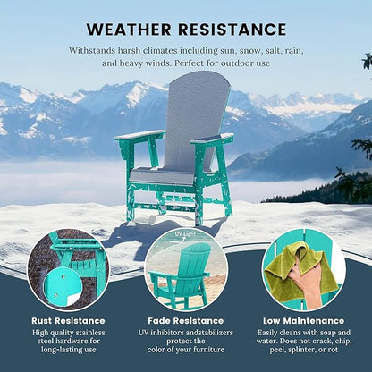 WO WESTIN OUTDOOR HDPE Laguna Adirondack Casual Patio Dining Chair,Turquoise