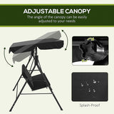 Outsunny 3-Seat Outdoor Patio Swing Chair with Removable Cushion, Steel Frame Stand and Adjustable Tilt Canopy for Patio - Photo 3