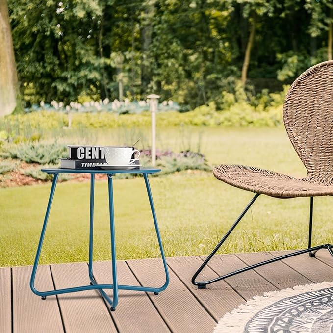 danpinera Outdoor Side Tables with Flower Cut Outs, Weather Resistant Steel Patio Side Table - Photo 6