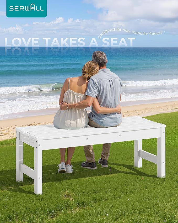 SERWALL 47 Inches Outdoor Bench Set of 2 - Photo 2