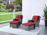 HUMMUH Outdoor Furniture 6 Pieces Patio Furniture Set Wicker Outdoor Sectional Sofa with 2 Patio Chairs, Ottomans - Photo 3