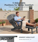 PASAMIC Folding Adirondack Chairs Set of 2 with Retractable Ottoman, 5-Position Adjustable Backrest - Photo 3