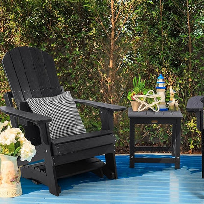 Adirondack Ottoman, Plastic Folding Adirondack Footstool, All Weather Ottoman for Adirondack Chairs, Widely Used for Outdoor, Porch, Patio, Garden, Poolside, Fire Pits - Black
