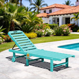 SERWALL Patio Chaise Lounge Chair, HDPE Outdoor Lounge Chair with Cup Holder - Photo 2