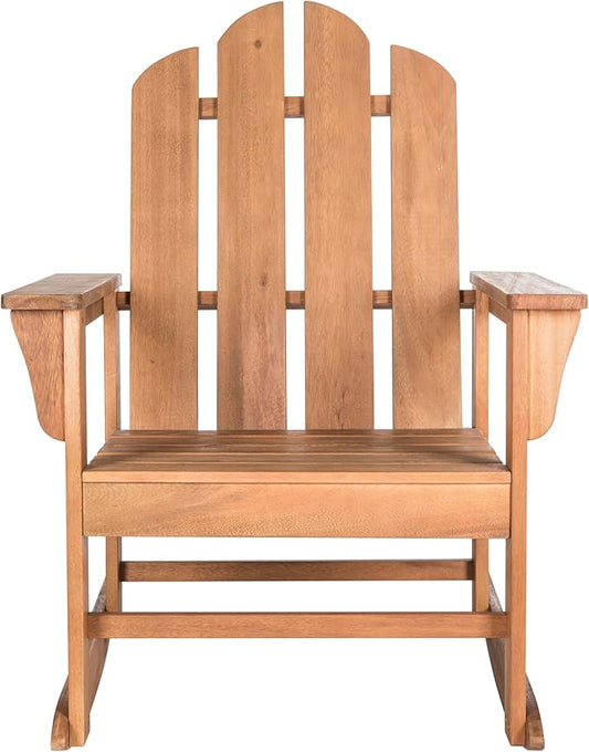 SAFAVIEH Outdoor Collection Moreno Teak Brown Rocking Chair