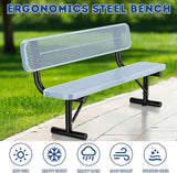 Heavy-Duty Park Bench for Outside - Black Coated Outdoor Furniture Steel Bench - Photo 4