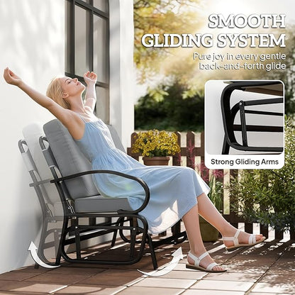 Outsunny Outdoor Glider Bench, 2-Person Patio Rocker Loveseat with Tufted Cushions, Steel Frame for Porch, Garden Backyard, Gray