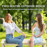Outsunny 2-Seat Wood Garden Bench, Patio Bench Outdoor Bench with Slatted Seat, Backless Front Porch Bench for Park - Photo 4