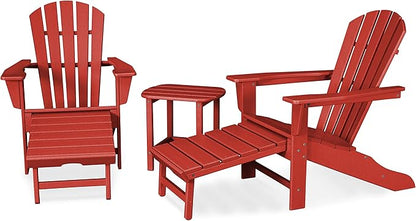 POLYWOOD Palm Coast Ultimate Adirondack Chair 3-Piece Set with Hideaway Ottoman