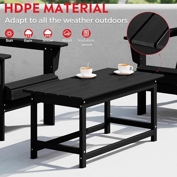 Costaelm Adirondack Conversation Table, HDPE Outdoor Drink Weather Resistant - Photo 7