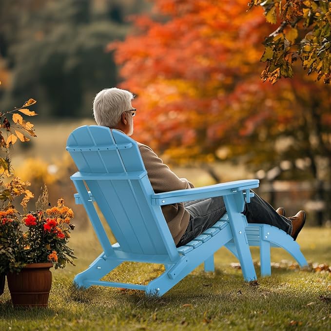 IVY&LANE Outdoor Adirondack Ottoman | Folding | HDPE | Arctic | All Weather - Photo 4
