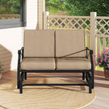Tangkula Patio Glider Bench, 2-Person Swing Gliding Loveseat with Breathable Fabric Seat & Soft Cushions - Photo 5