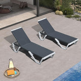 PURPLE LEAF Outdoor Chaise Lounge Set of 2 Plastic Pool Lounge Chair with Aluminum Frame Stackable Patio Tanningchairs - Photo 3
