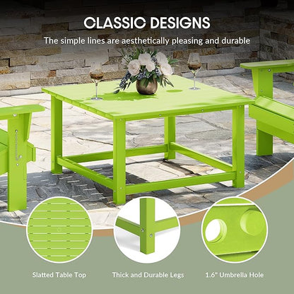 WestinTrends Malibu Low Outdoor HDPE Square Patio Coffee Table, Lime