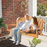 Outdoor Porch Swing Front Porch Hanging Wooden Bench Swing 3 Seat Chair for Garden, Patio, Backyard, Playground - Photo 2