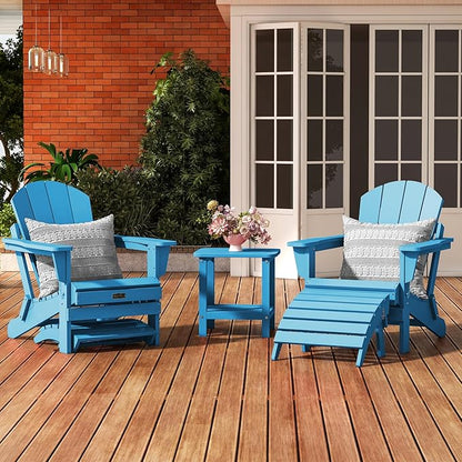 SERWALL Folding Adirondack Ottoman Set of 2, Adirondack Footrest Without Assembly for Adirondack Chair, Aruba Blue