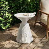 SUNBURY White Outdoor Side Table, Concrete Side Table Set of 2, Mushroom Side Table Plant Stand - Photo 6
